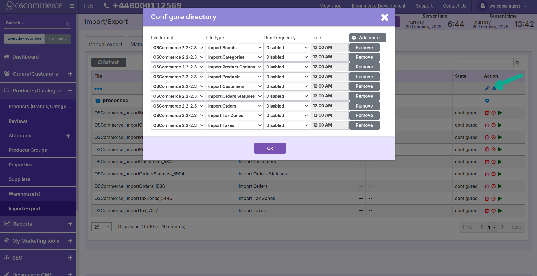 configure directory oscommerce