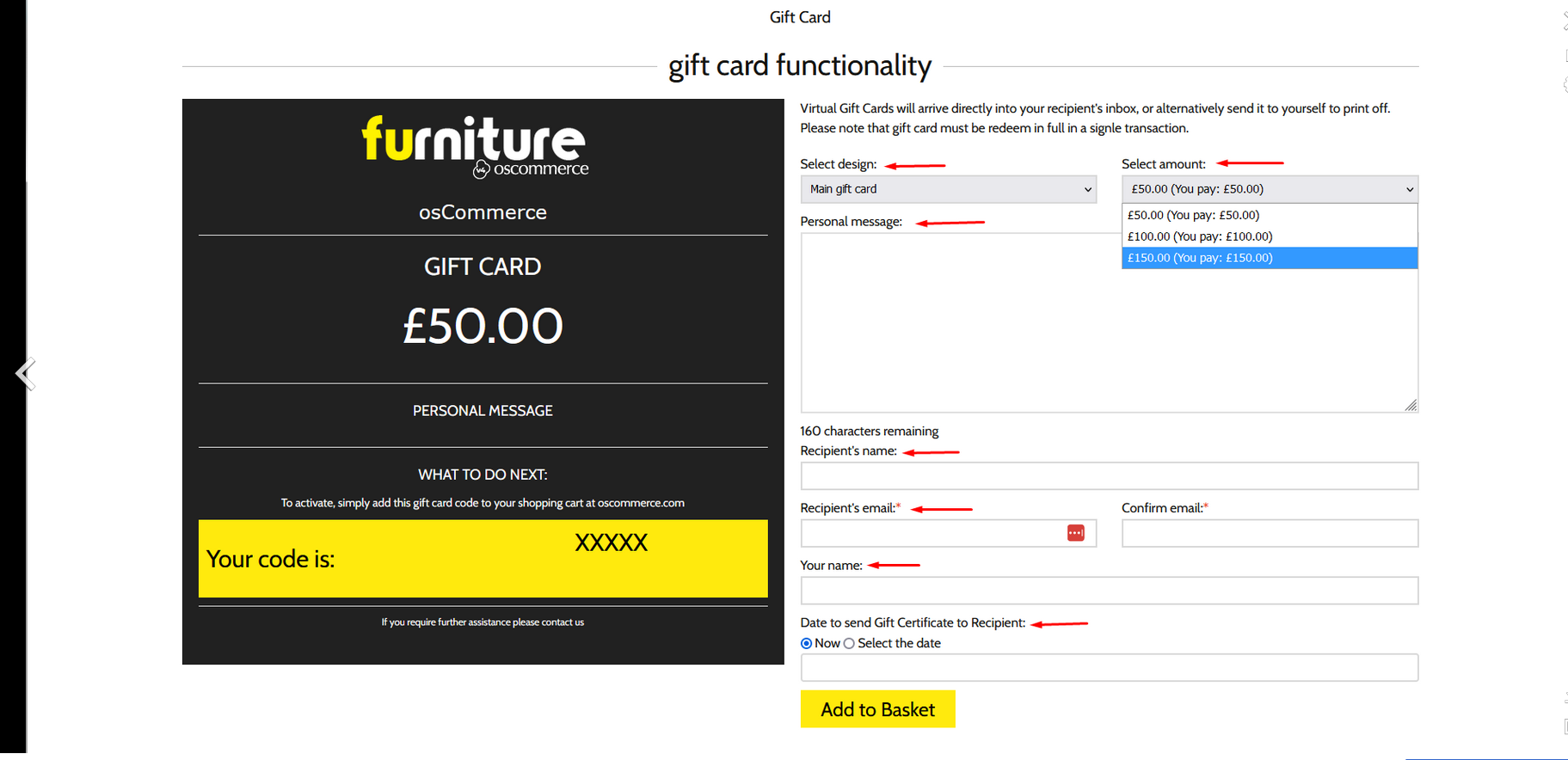 gift card oscommerce