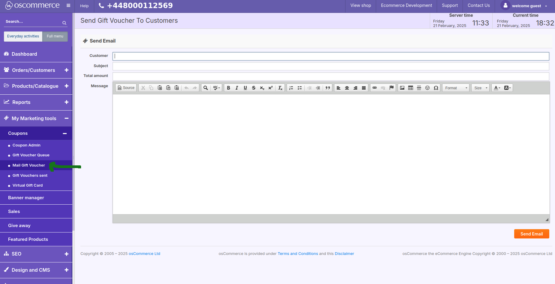 oscommerce mail gift voucher